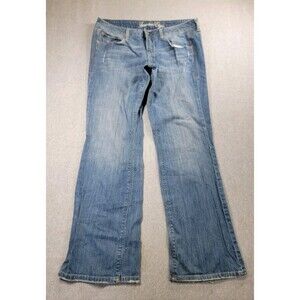 Vintage American Eagle Jeans Womens 14 34x32 True‎ Boot Blue Mid Rise Distressed